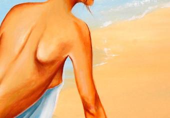 Cuadro decorativo A la orilla del mar - figura de una mujer desnuda en la playa