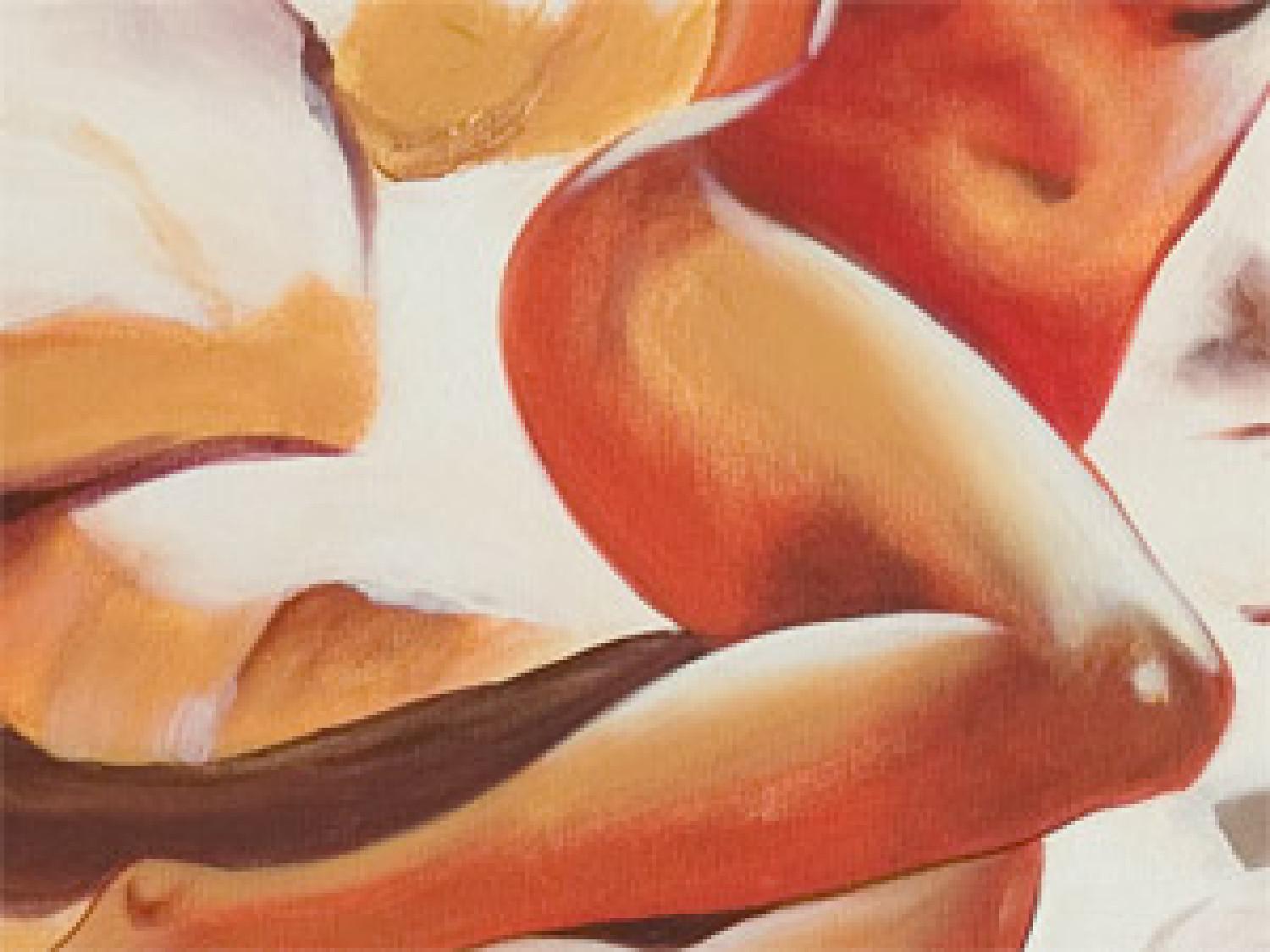 Cuadro moderno En la cama (1 pieza) - desnudo con mujer desnuda en fondo naranja