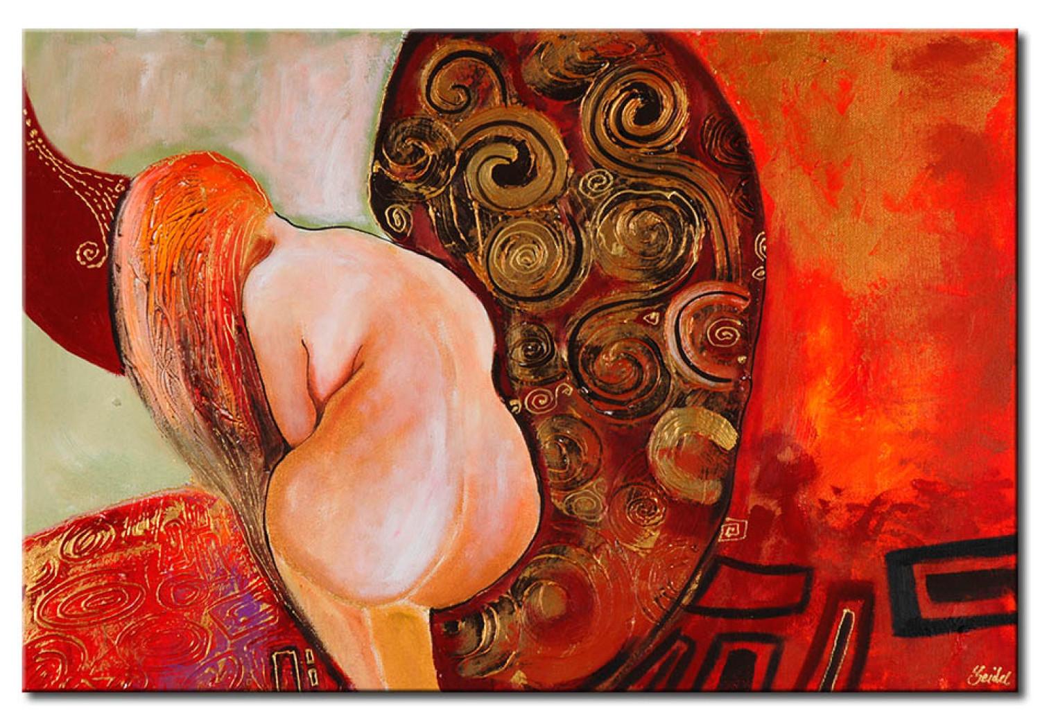 Cuadro Chica (1 pieza) - desnudo con mujer desnuda en fondo abstracto