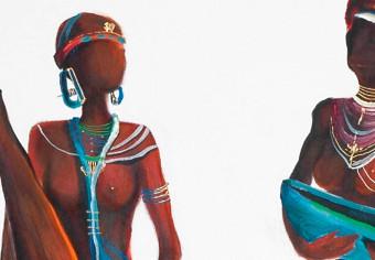 Cuadro decorativo Tribu africana (1 pieza) - motivo étnico africano con figuras