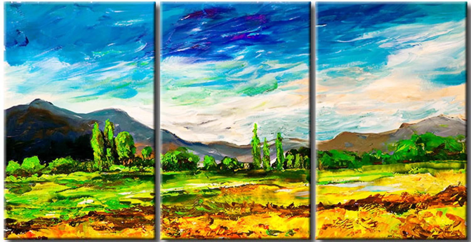 Cuadro moderno Paisaje montañoso (3 piezas) - paisaje natural en colores vivos