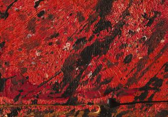 Cuadro Laberintos (1 pieza) - abstracción con patrón oscuro en fondo rojo