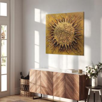 Cuadro decorativo Abstracción (1 pieza) - motivo dorado de sol en fondo uniforme