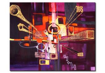 Cuadro moderno Abstracción (1-pieza) - ciudad fantasiosa sobre fondo violeta
