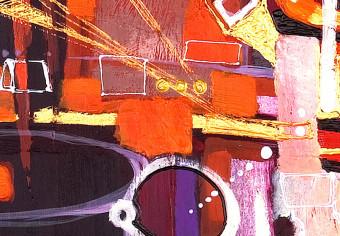 Cuadro moderno Abstracción (1-pieza) - ciudad fantasiosa sobre fondo violeta