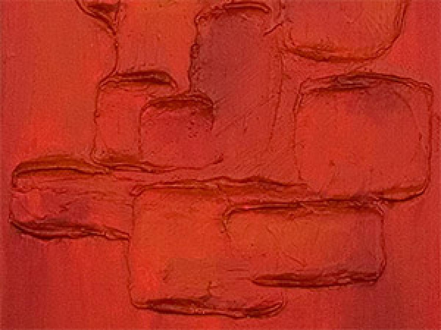 Cuadro decorativo Fantasía elegante (4 piezas) - abstracción plateada con rojo