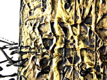 Cuadro moderno Movimiento loco (5 piezas) - abstracción blanco y negro, patrón dorado