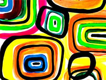 Cuadro Ilusión (4 piezas) - abstracción colorida con patrones en fondo blanco