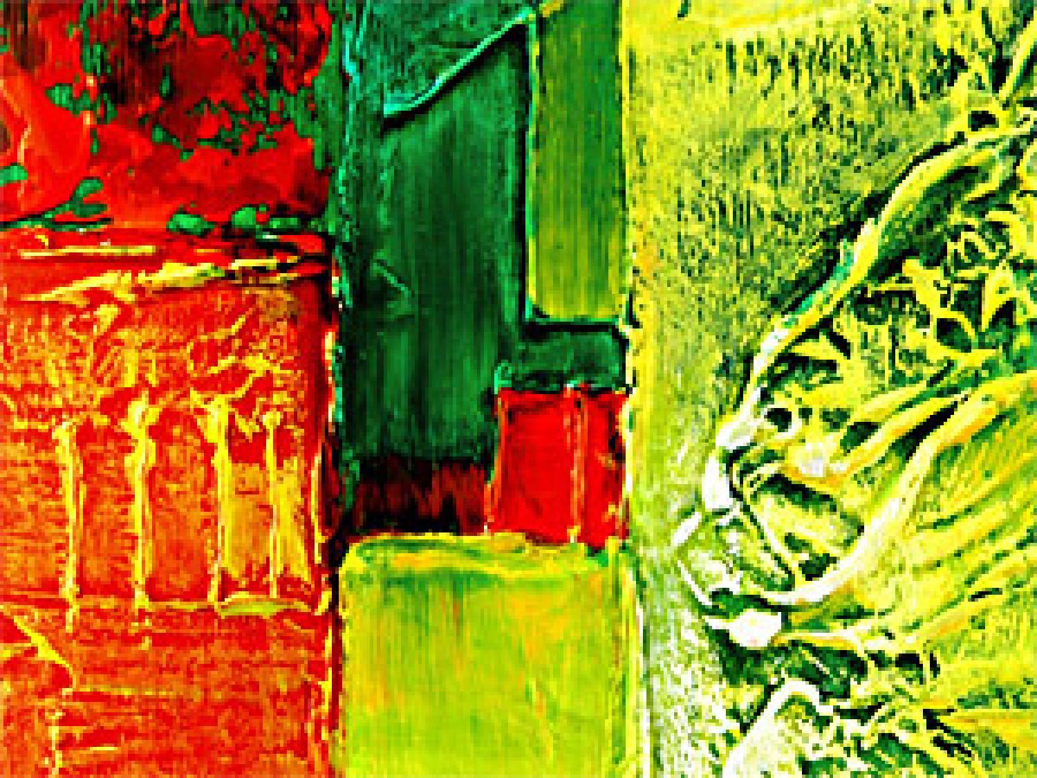 Cuadro decorativo Patrón jugoso (3 piezas) - abstracción verde con un motivo colorido