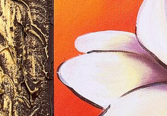 Cuadro Jarrón con magnolias (5 piezas) - flores delicadas en fondo fantasioso