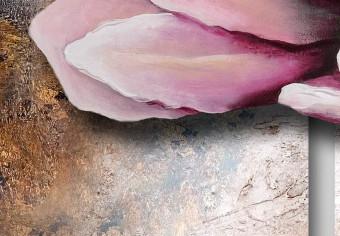 Cuadro Naturaleza rosa (1 pieza) - flores de magnolia en fondo geométrico