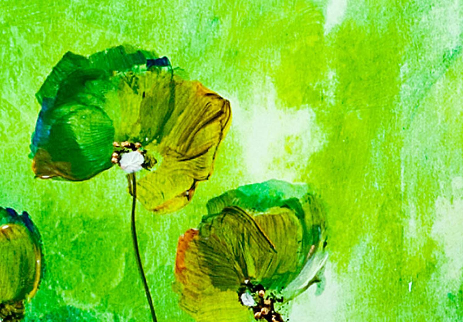 Cuadro Flores verdes (3 piezas) - composición con efecto de prado jugoso