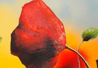 Cuadro Amanecer entre amapolas (1 pieza) - flores rojas en fondo desenfocado