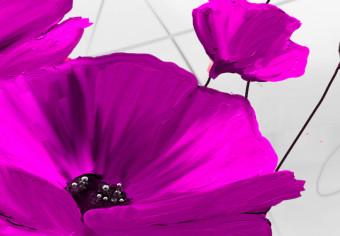 Cuadro Amapolas violetas (5 piezas) - flores en tonos de gris