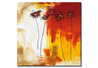 Cuadro moderno Margaritas (1 pieza) - abstracción clara con contorno de flores