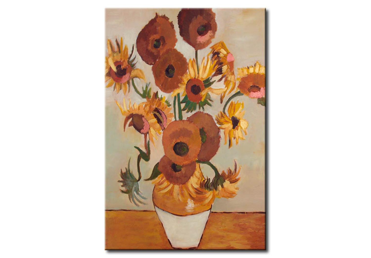 Cuadro decorativo Flores inspiradas en Van Gogh (1 pieza) - girasoles en jarrón