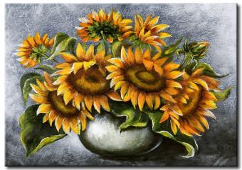 Cuadro Girasoles en jarra (1 pieza) - ramo de flores en fondo gris