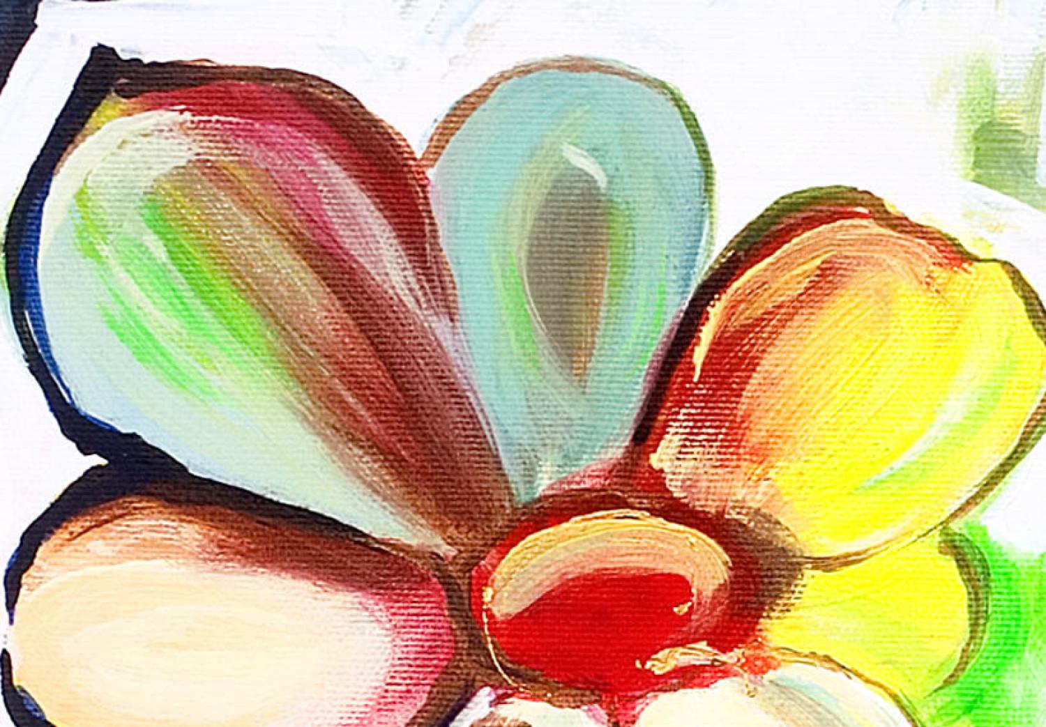 Cuadro decorativo Flores de colores (1 pieza) - pradera fantasiosa en tonos jugosos