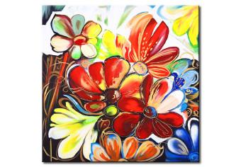 Cuadro decorativo Flores de colores (1 pieza) - pradera fantasiosa en tonos jugosos