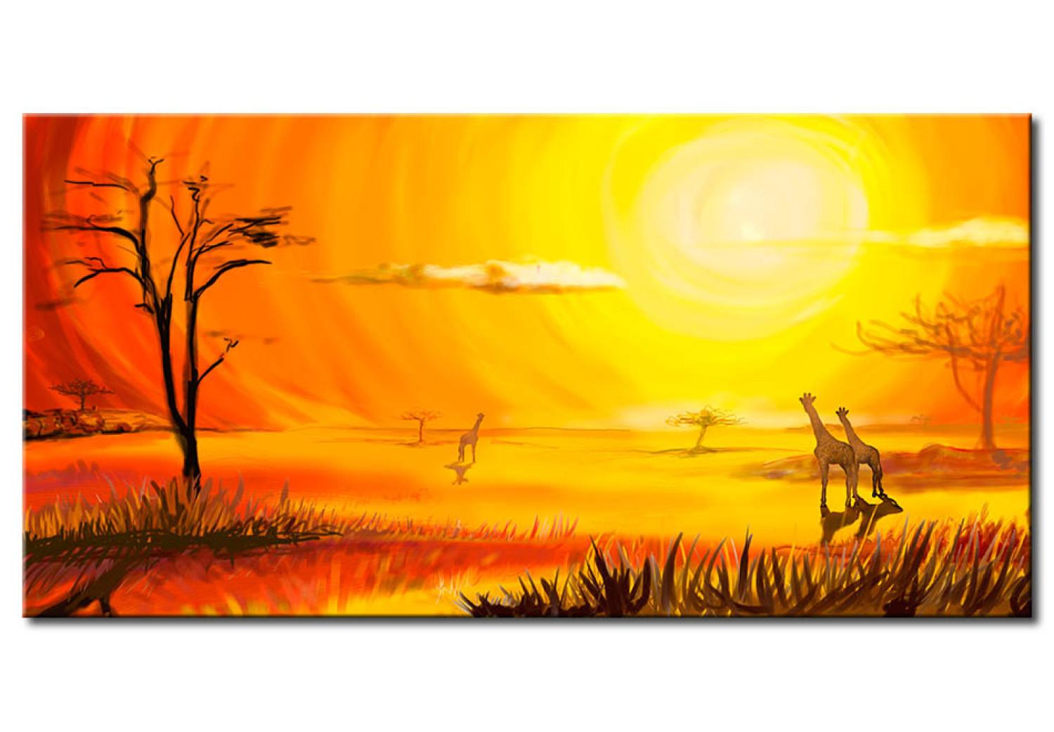 Cuadro decorativo Sunny Africa - el paisaje africano bañado en las rayas del sol