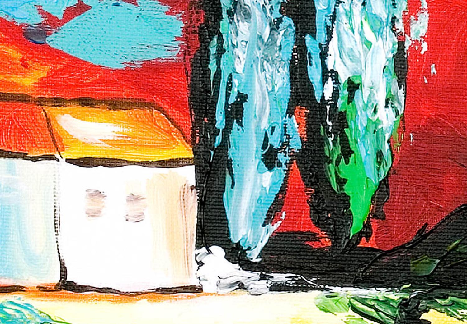 Cuadro decorativo Casa con cipreses 