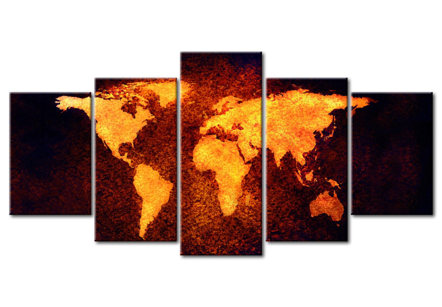 Cuadro moderno Mapa del Mundo - lava caliente