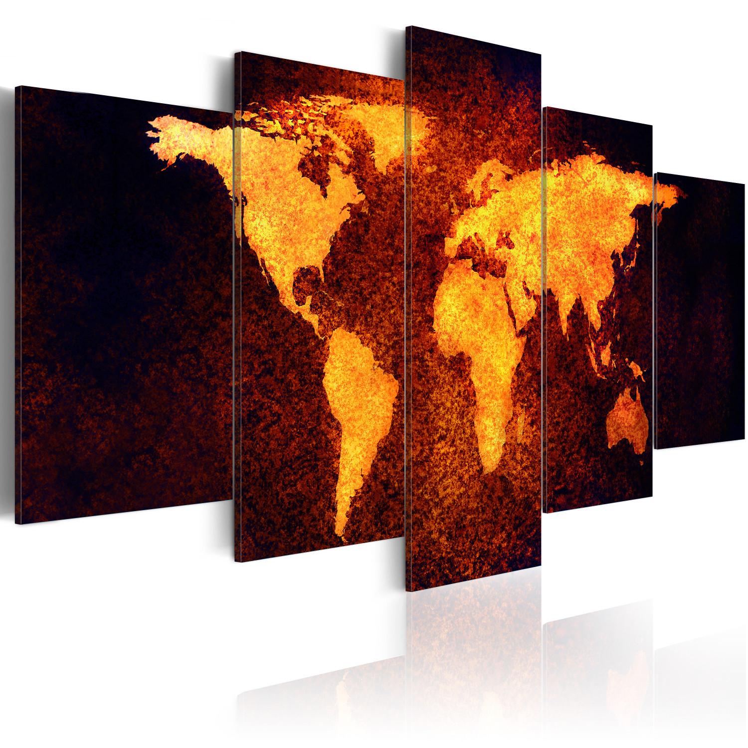Cuadro moderno Mapa del Mundo - lava caliente