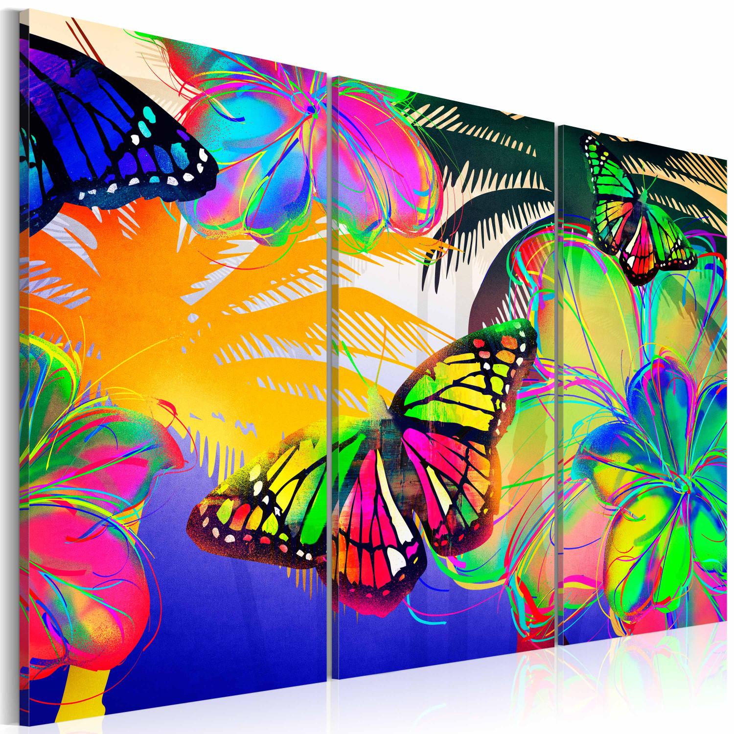 Cuadro decorativo Mariposas exóticas- tríptico