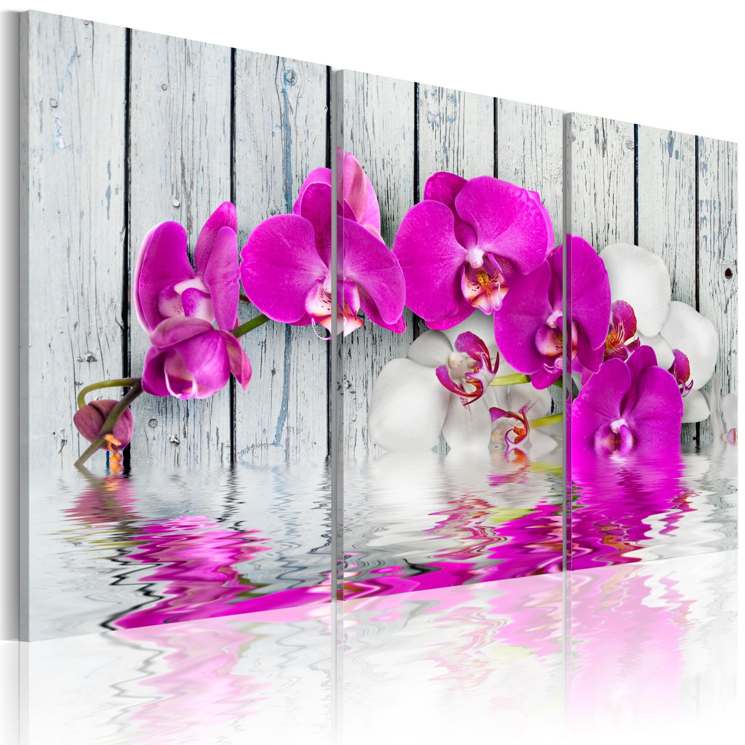 Cuadro decorativo Armonía: orquídea - tríptico