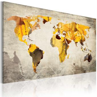 Cuadro Continentes solares (1-pieza) - mapa del mundo pintado con acuarelas