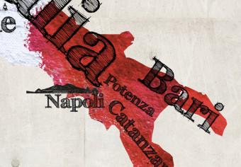 Cuadro decorativo Mapa italiano - gráficos en colores nacionales con ciudades marcadas