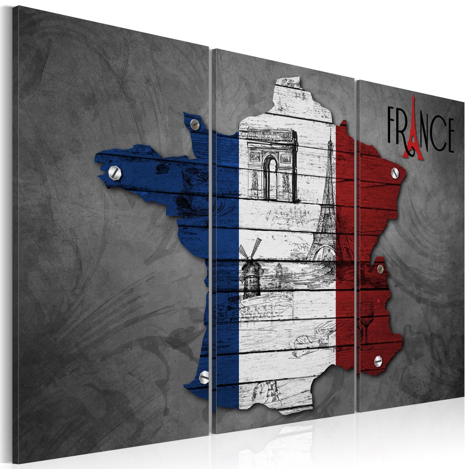Cuadro decorativo Símbolos de Francia - tríptico