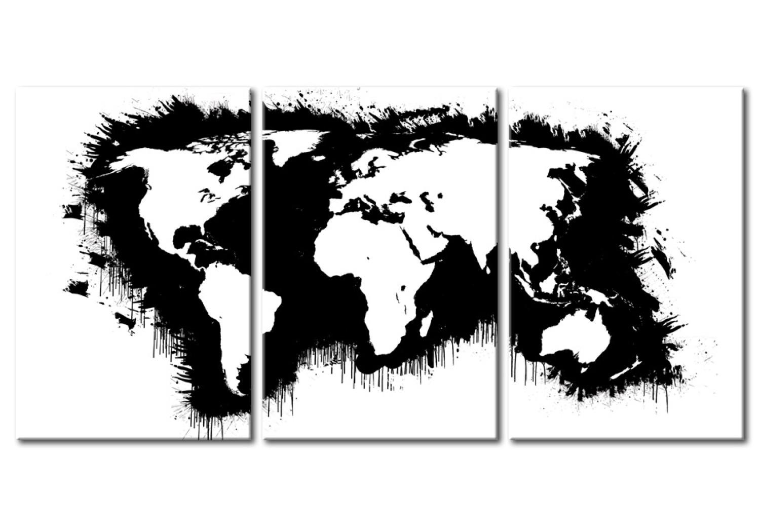 Cuadro moderno El mapa del mundo en blanco y negro