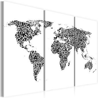 Cuadro decorativo El mapa del mundo - alfabeto - tríptico