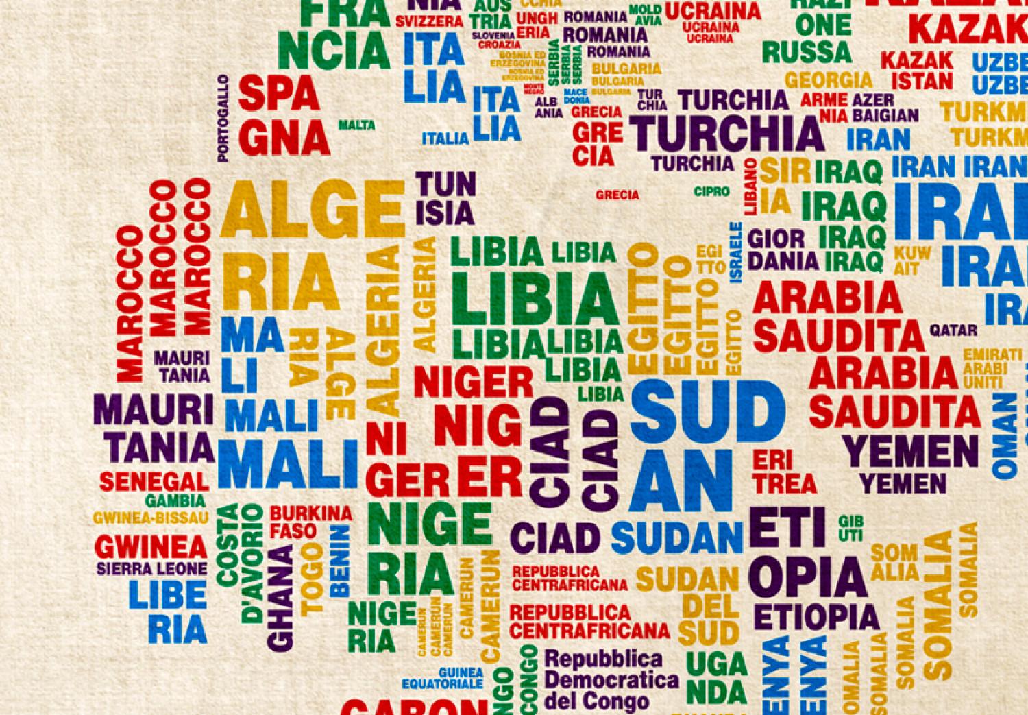 Cuadro decorativo Nombres italianos de los países en colores vivos