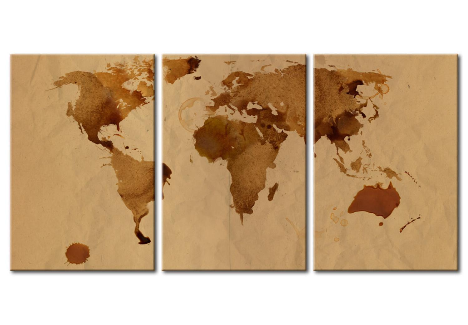 Cuadro decorativo El mapa del mundo color café
