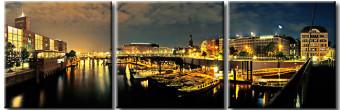 Cuadro decorativo El puerto de Hamburgo de noche – iluminado