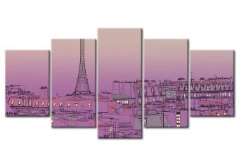 Cuadro moderno El amanecer a París de color lavanda