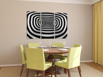 Cuadro decorativo Círculos profundos - gráficos en blanco y negro con la ilusión 3D