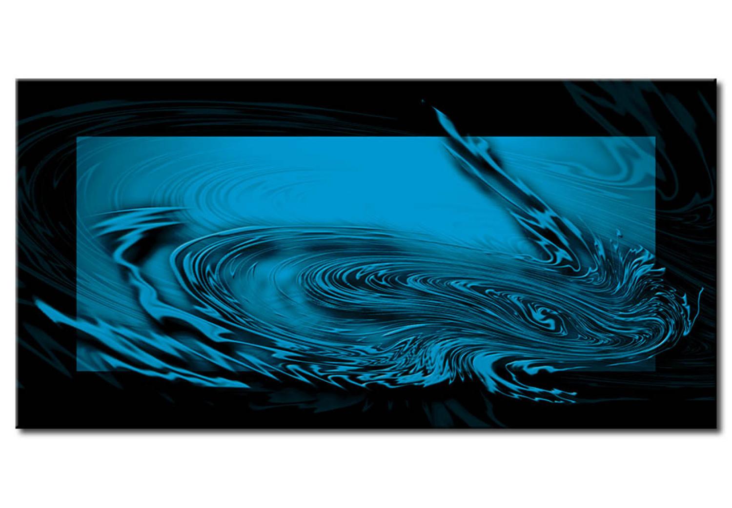 Cuadro decorativo Vórtice azul - abstracto, elegante con gráficos en azul y negro