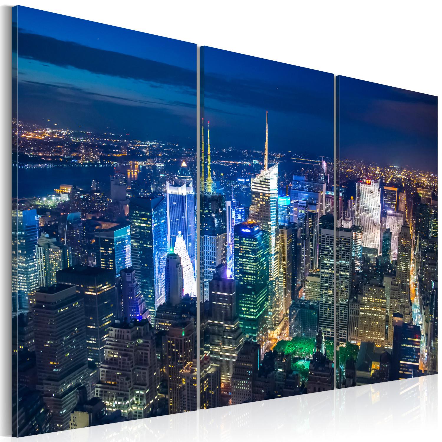 Cuadro moderno Nueva York de noche - panorama aéreo de la ciudad estadounidense