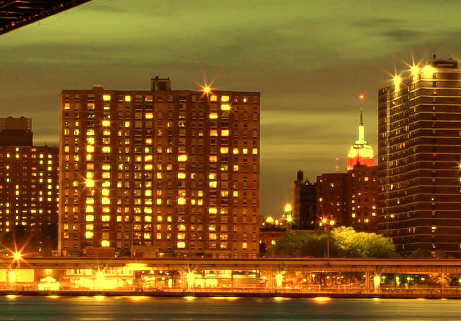 Cuadro decorativo Nueva York: vista nocturna al Puente de Manhattan