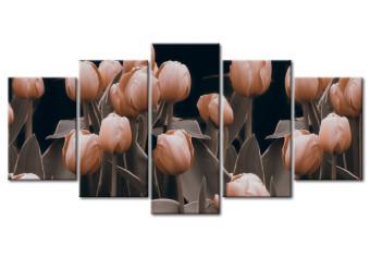 Cuadro decorativo Tulipanes monocolor - gráficos llenos de plantas en color sepia