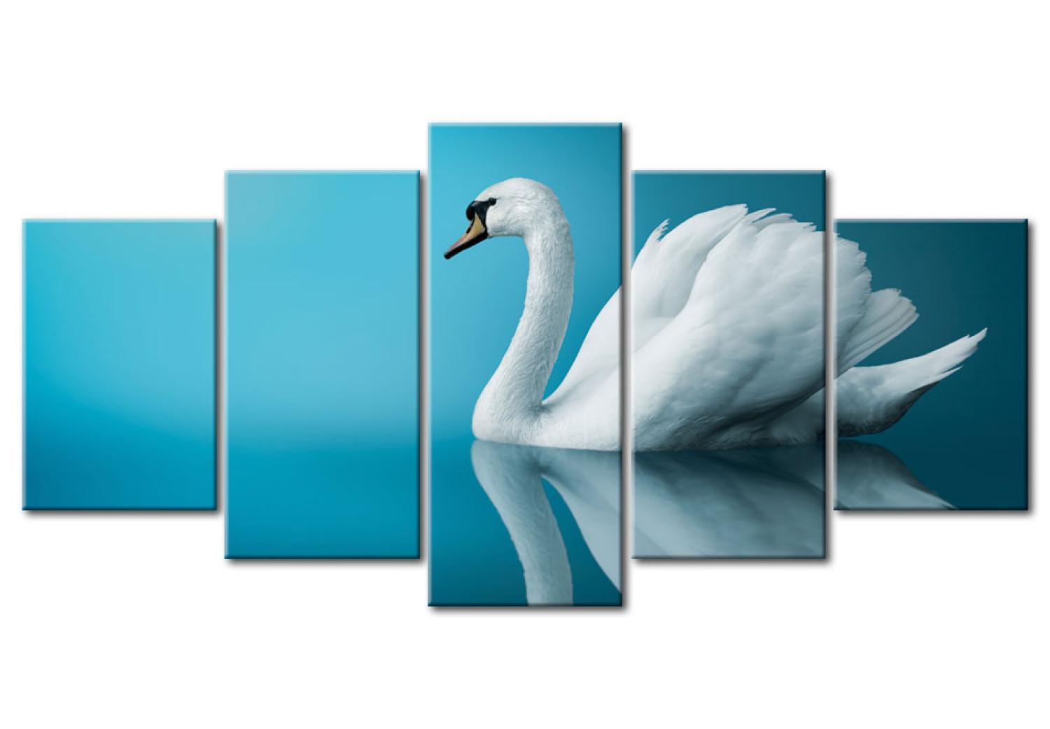 Cuadro moderno Un cisne en fondo azul