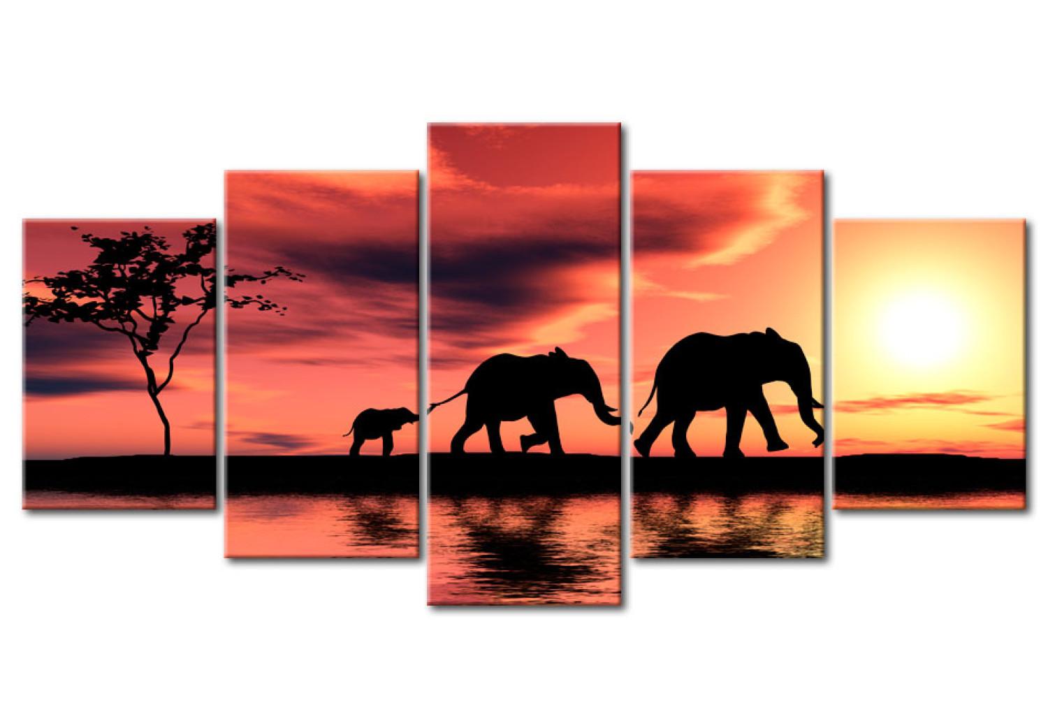 Cuadro moderno Familia de elefantes africanos