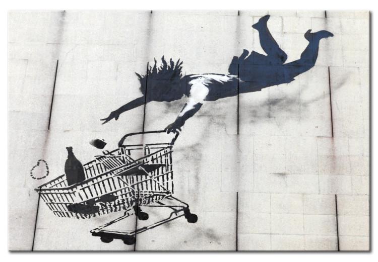 Muyer con un carrito de compras cayente (Banksy)