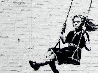 Cuadro Niña en un columpio (Banksy)