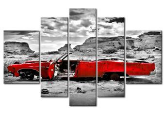 Cuadro decorativo Coche rojo en el Desierto Colorado, estilo retro