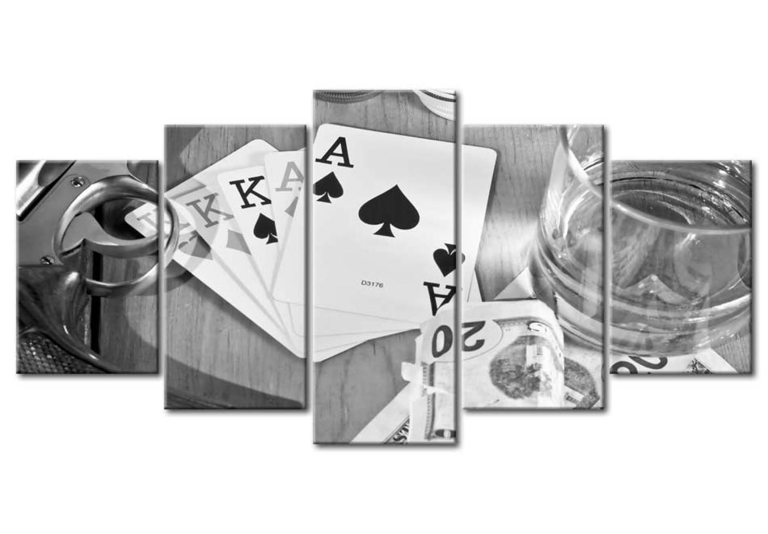 Cuadro decorativo Noche de póker - tema en blanco y negro