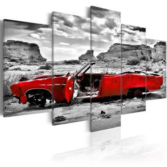 Cuadro moderno Coche rojo retro en el Desierto de Colorado - 5 piezas